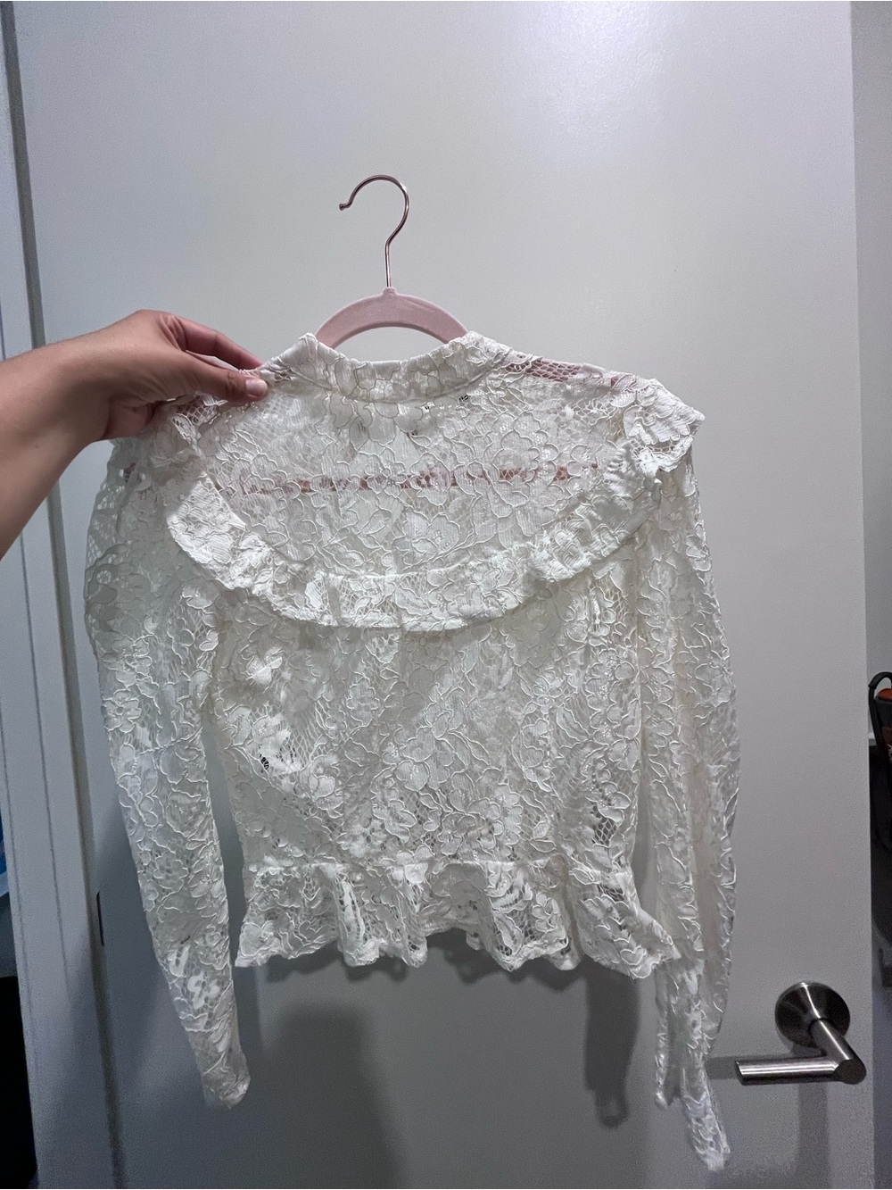 Reformation Ivory Lace Ruffle Blouse - Picture 2 of 2